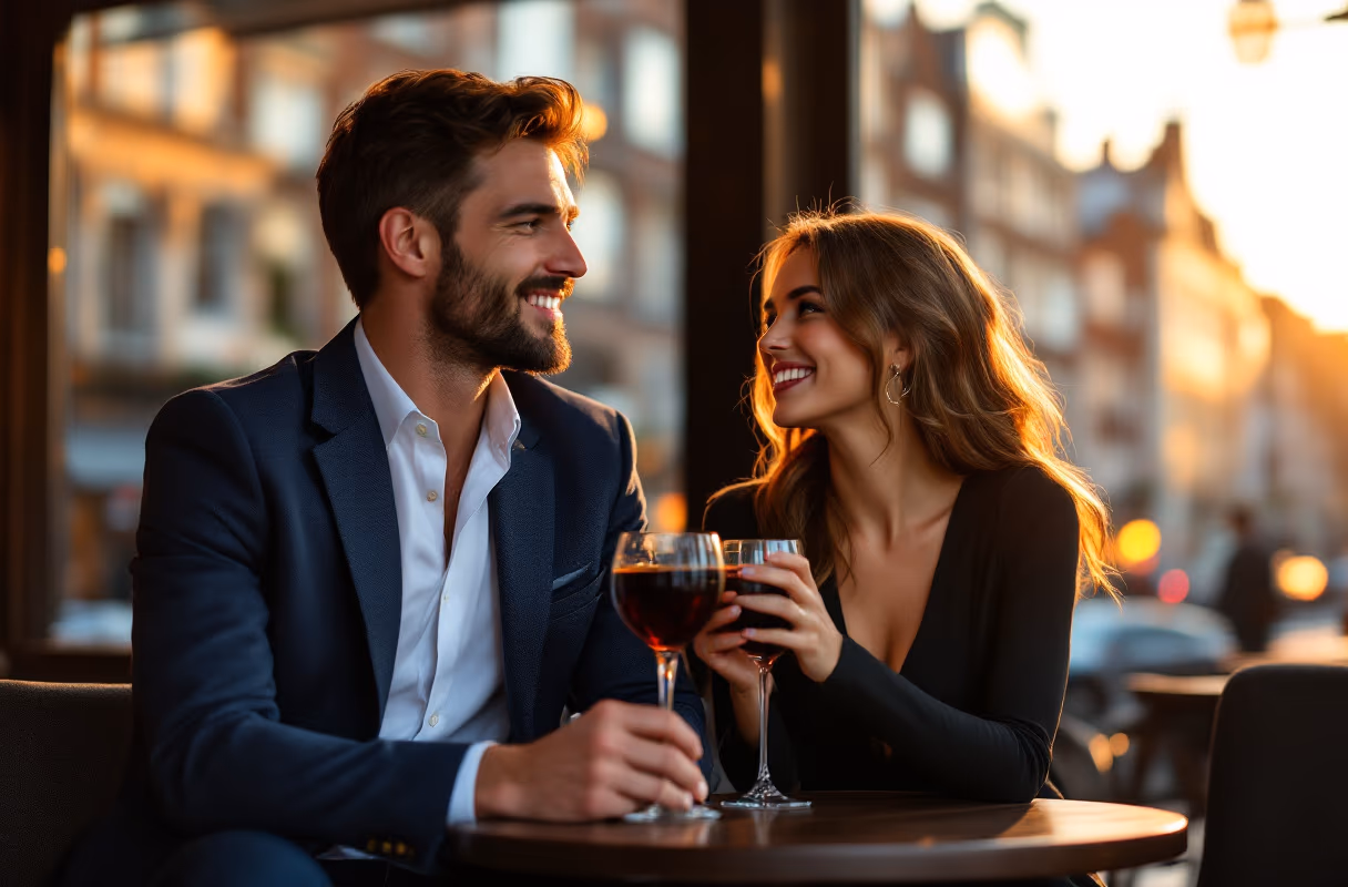 Het Zuid — an unhurried, creative setting for getting to know someone A couple sharing a drink at a stylish bar in the Zuid district of Antwerp