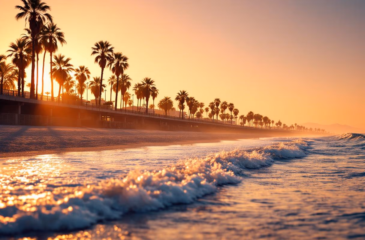 Malvarrosa beach in Valencia at sunset