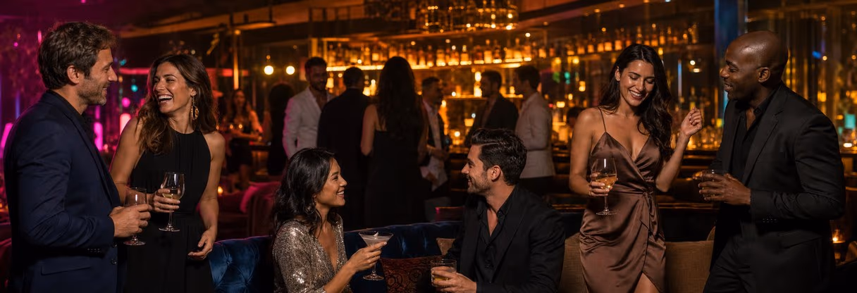 People enjoying a night out at an upscale club