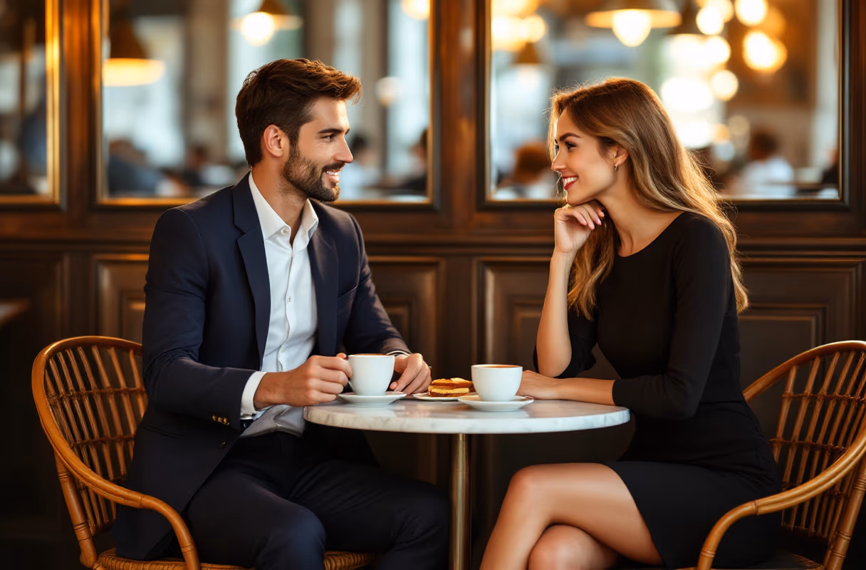 The Viennese coffee house — a familiar, low-key setting for shared decisions A couple sharing coffee and cake in a traditional Viennese coffee house