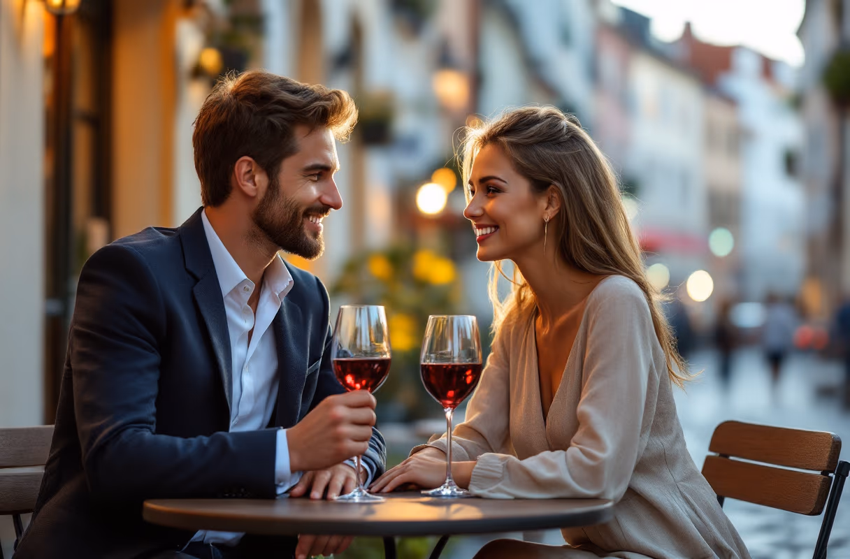 Bratislava's old town — a familiar, low-key setting for shared decisions A couple sharing a drink at a café terrace in Bratislava's old town