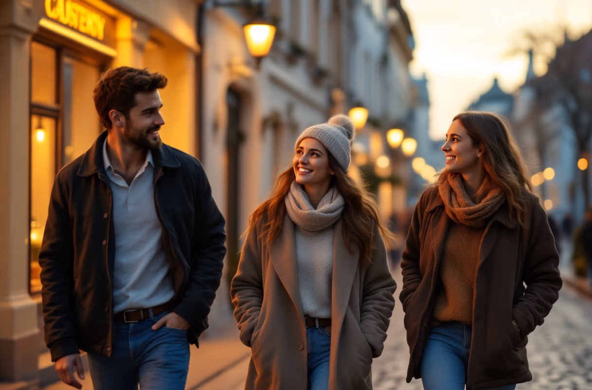 Vilnius — a UNESCO Old Town and a fast-growing tech capital A small group on a Vilnius Old Town street in the evening