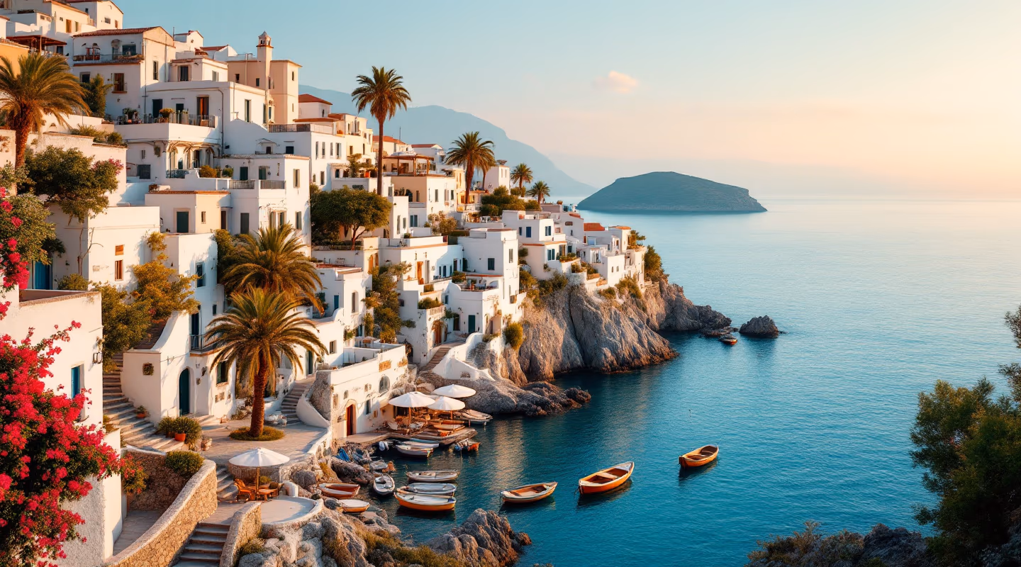 Mediterranean and Atlantic coastline at golden hour